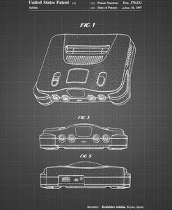 PP276-Black Grid Nintendo 64 Patent Poster