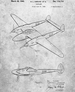 PP277-Slate Lockheed P-38 Lightning Patent Poster