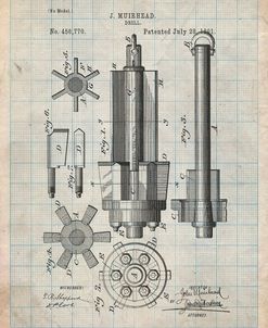 PP280-Antique Grid Parchment Mining Drill Tool 1891 Patent Poster