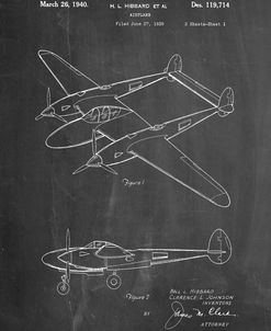 PP277-Chalkboard Lockheed P-38 Lightning Patent Poster
