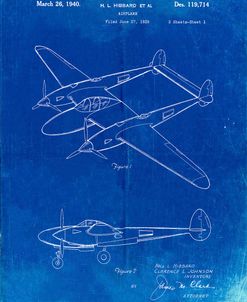 PP277-Faded Blueprint Lockheed P-38 Lightning Patent Poster