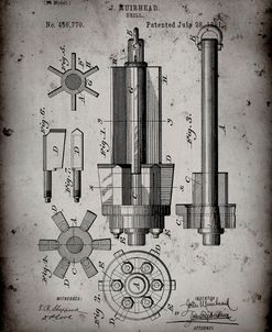 PP280-Faded Grey Mining Drill Tool 1891 Patent Poster