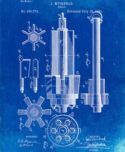 PP280-Faded Blueprint Mining Drill Tool 1891 Patent Poster