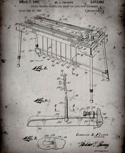 PP281-Faded Grey Fender Pedal Steel Guitar Patent Poster