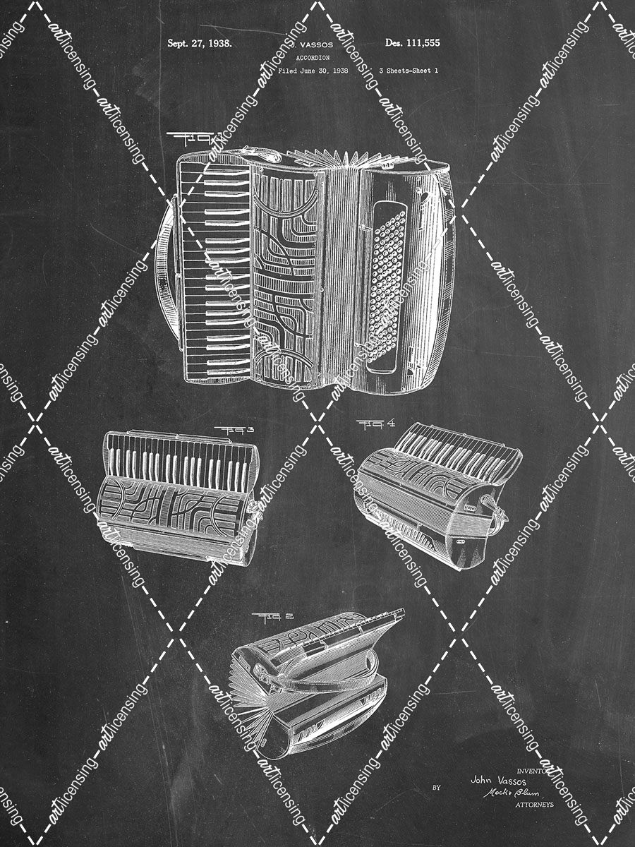 PP283-Chalkboard Accordion Patent Poster