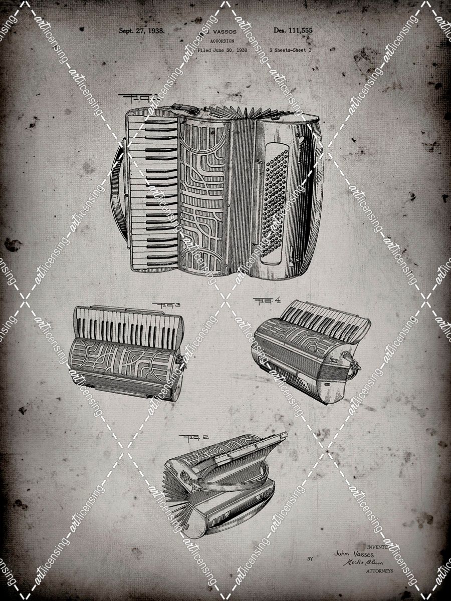 PP283-Faded Grey Accordion Patent Poster