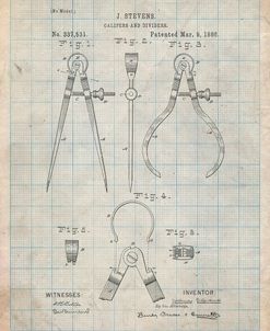 PP285-Antique Grid Parchment Calipers and Dividers Patent Poster