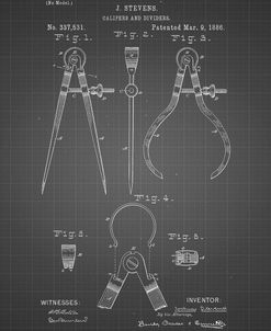 PP285-Black Grid Calipers and Dividers Patent Poster