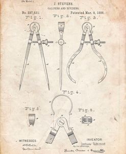 PP285-Vintage Parchment Calipers and Dividers Patent Poster