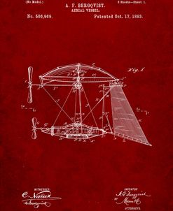 PP287-Burgundy Aerial Vessel Side View Patent Poster