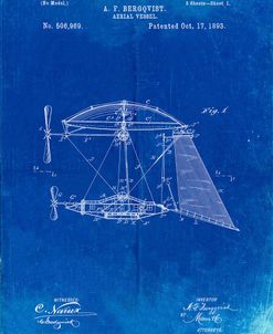 PP287-Faded Blueprint Aerial Vessel Side View Patent Poster