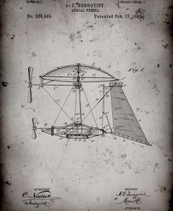 PP287-Faded Grey Aerial Vessel Side View Patent Poster