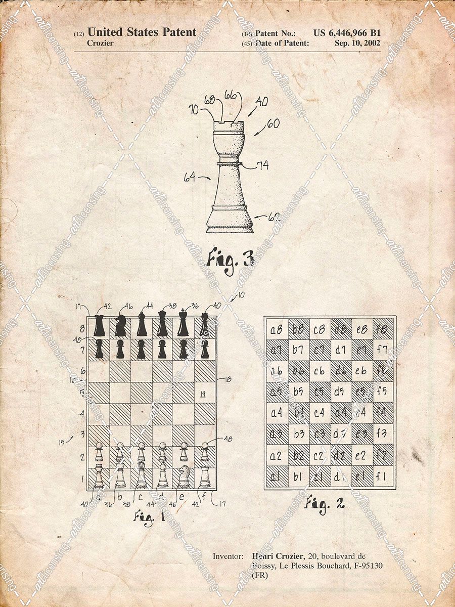 PP286-Vintage Parchment Speed Chess Game Patent Poster