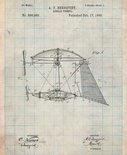 PP287-Antique Grid Parchment Aerial Vessel Side View Patent Poster