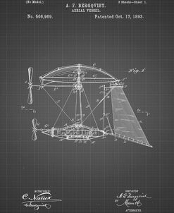 PP287-Black Grid Aerial Vessel Side View Patent Poster