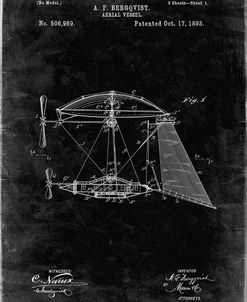 PP287-Black Grunge Aerial Vessel Side View Patent Poster