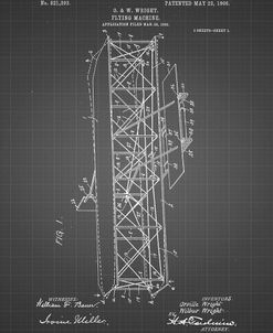 PP288-Black Grid Wright Brothers Flying Machine Patent Poster