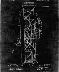 PP288-Black Grunge Wright Brothers Flying Machine Patent Poster
