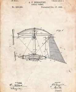 PP287-Vintage Parchment Aerial Vessel Side View Patent Poster