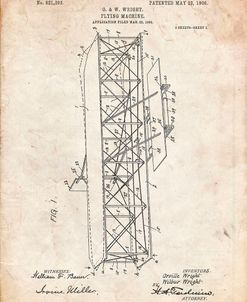 PP288-Vintage Parchment Wright Brothers Flying Machine Patent Poster