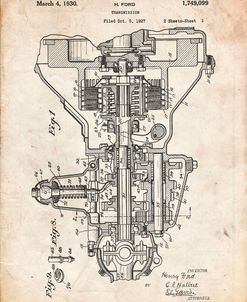 PP289-Vintage Parchment Henry Ford Transmission Patent Poster