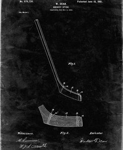 PP291-Black Grunge Hockey Stick Patent Poster