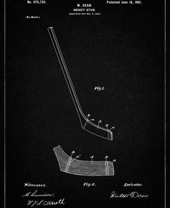 PP291-Vintage Black Hockey Stick Patent Poster