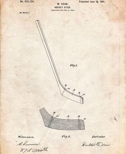 PP291-Vintage Parchment Hockey Stick Patent Poster