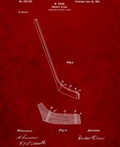 PP291-Burgundy Hockey Stick Patent Poster