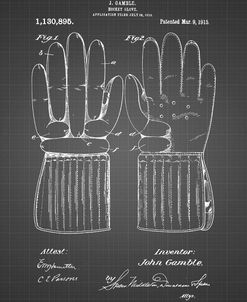 PP292-Black Grid Vintage Hockey Glove Patent Poster