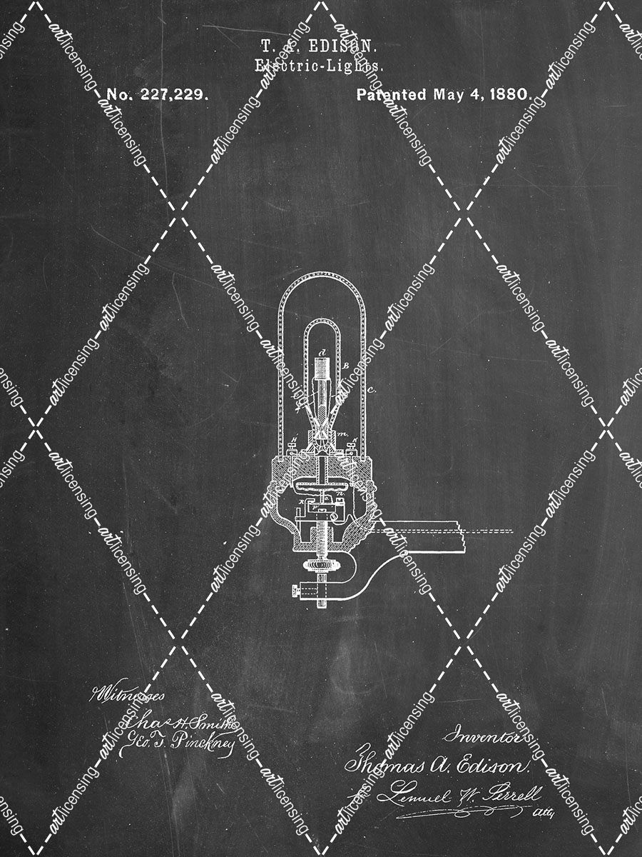 PP296-Chalkboard Edison Light Bulb Poster