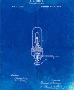 PP296-Faded Blueprint Edison Light Bulb Poster