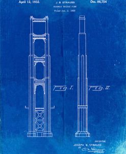 PP321-Faded Blueprint Golden Gate Bridge Main Tower Patent Poster