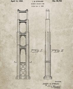 PP321-Sandstone Golden Gate Bridge Main Tower Patent Poster