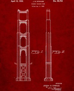PP321-Burgundy Golden Gate Bridge Main Tower Patent Poster