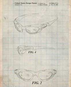 PP324-Antique Grid Parchment Oakley Sunglasses Patent Poster