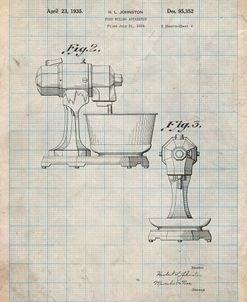 PP337-Antique Grid Parchment KitchenAid Mixer Patent Poster