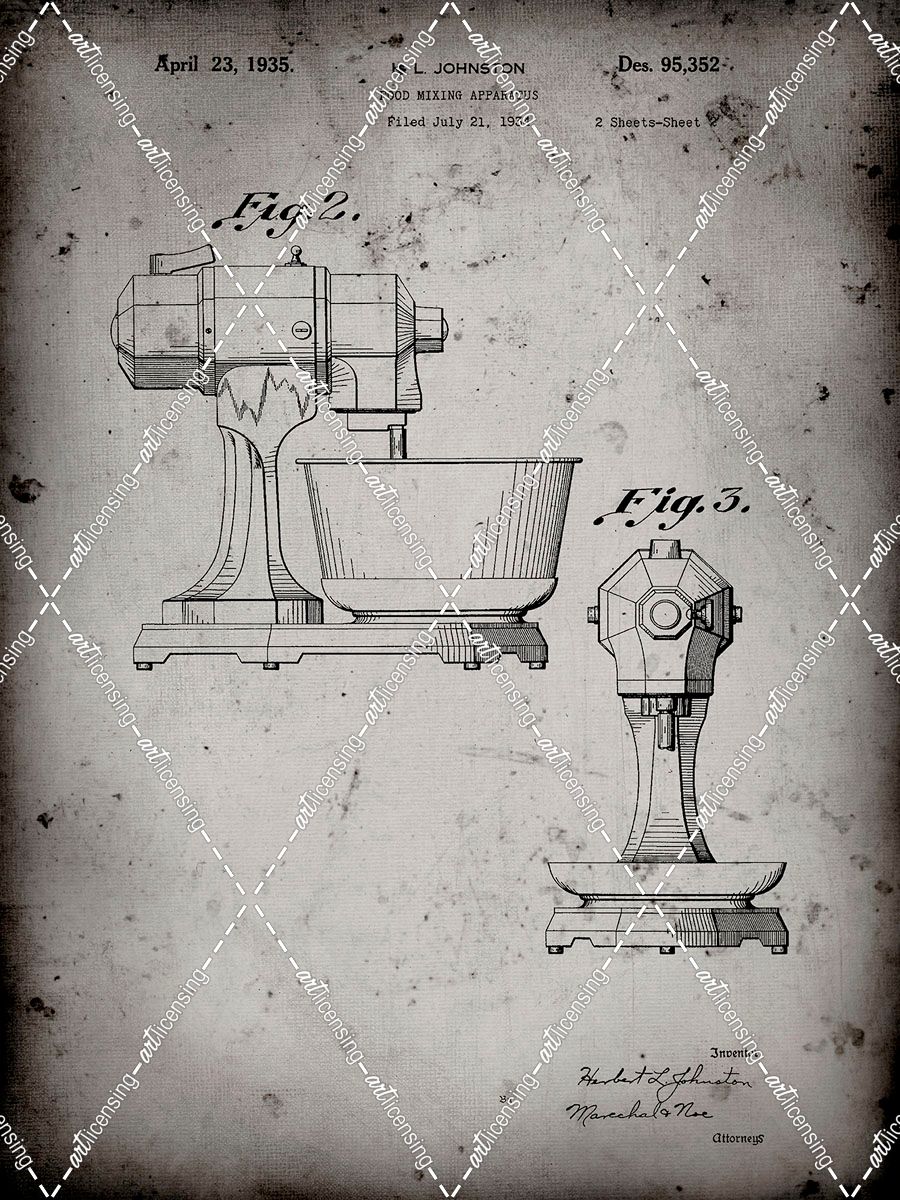 PP337-Faded Grey KitchenAid Mixer Patent Poster