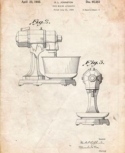PP337-Vintage Parchment KitchenAid Mixer Patent Poster