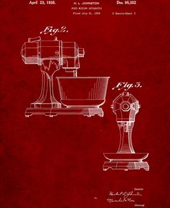 PP337-Burgundy KitchenAid Mixer Patent Poster
