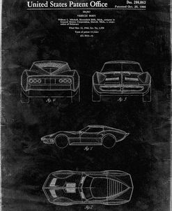 PP339-Black Grunge 1966 Corvette Mako Shark II Patent Poster