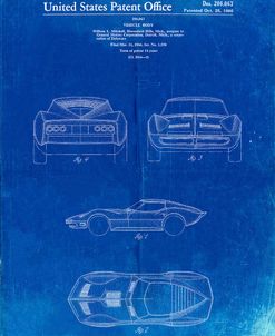 PP339-Faded Blueprint 1966 Corvette Mako Shark II Patent Poster