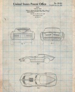 PP339-Antique Grid Parchment 1966 Corvette Mako Shark II Patent Poster
