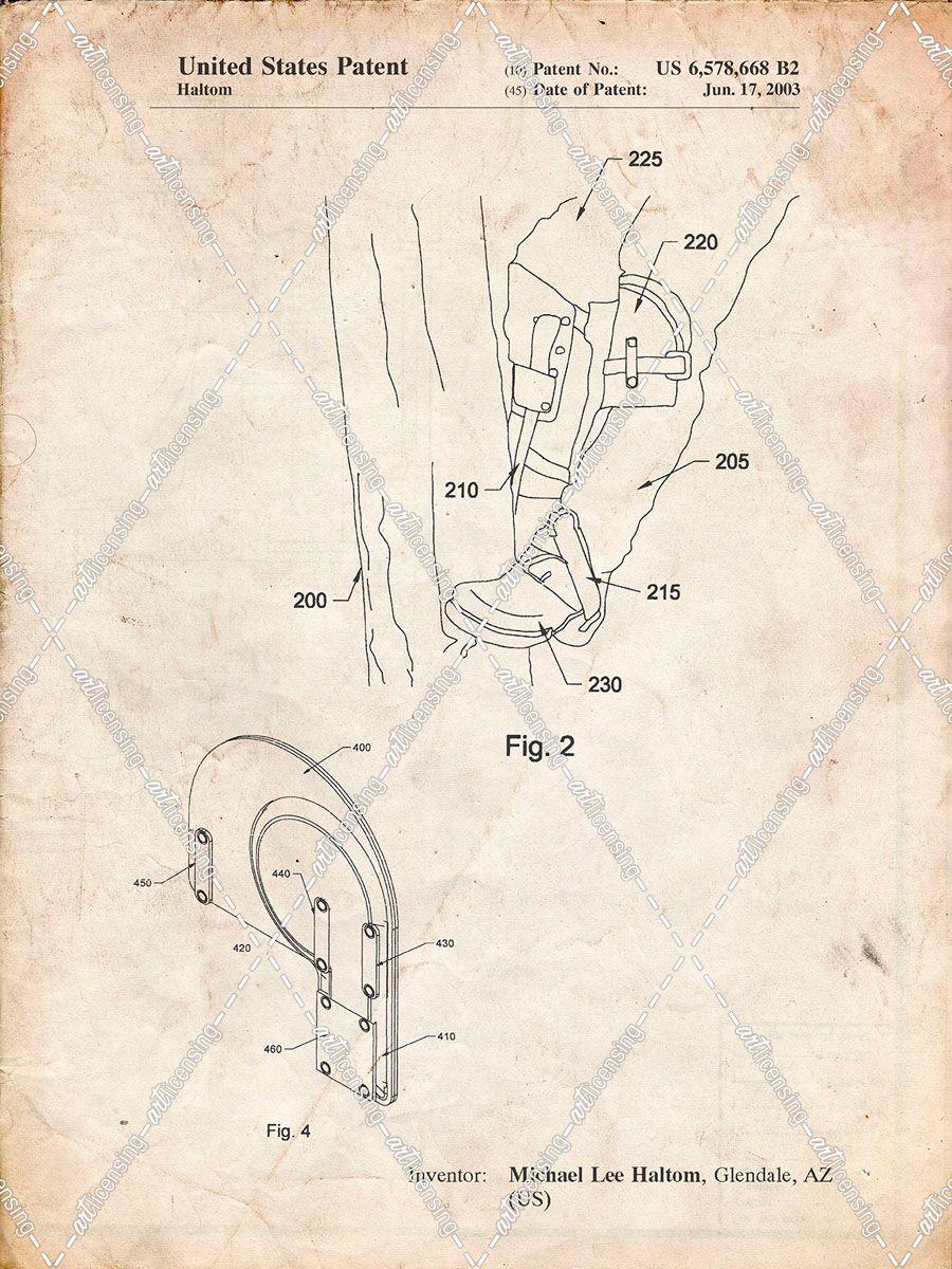 PP340-Vintage Parchment Pole Climber Knee Pads Patent Poster