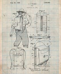 PP342-Antique Grid Parchment Trapper Nelson Backpack 1924 Patent Poster