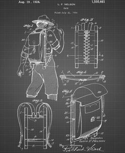 PP342-Black Grid Trapper Nelson Backpack 1924 Patent Poster