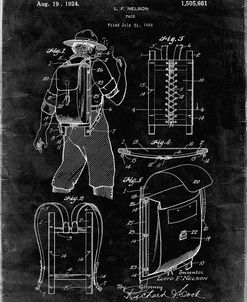 PP342-Black Grunge Trapper Nelson Backpack 1924 Patent Poster