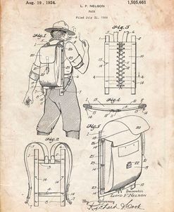 PP342-Vintage Parchment Trapper Nelson Backpack 1924 Patent Poster