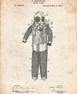 PP343-Vintage Parchment Hemenger Diving Armor Poster