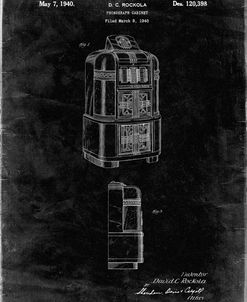 PP347-Black Grunge Jukebox Patent Poster